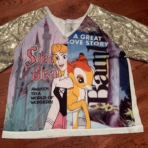 Disney Sequined Adult Sleeping Beauty Bambi Top